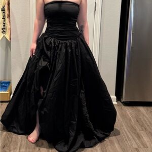 Chic Strapless Black Evening Dress babyboo